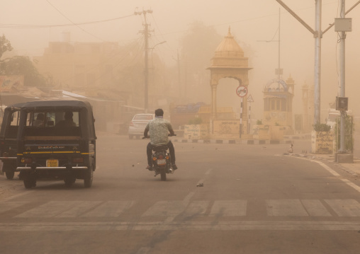 Sand storm in the city, Rajasthan, Jaisalmer, India