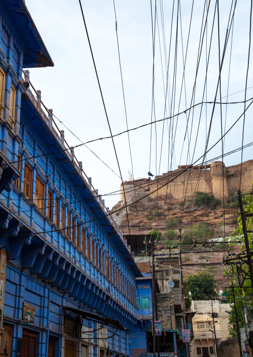 Old blue house of a brahmin at the bottom of the fort, Rajasthan, Jodhpur, India
