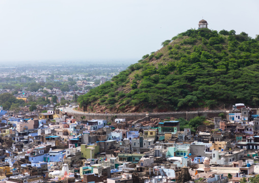 View of the city with the blue brahmin houses, Rajasthan, Bundi, India