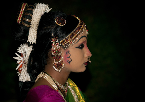 Young Girl With Traditionnal Painting And Costum During A Ceremony, Periyar, India