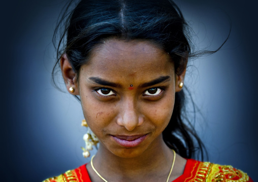 Indian Girl With Beautiful Eyes, Mysore, India