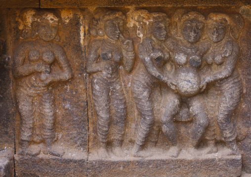 Bas Relief Cut In Rock Of A Pregnant Woman In The Airavatesvara Temple, Darasuram, India