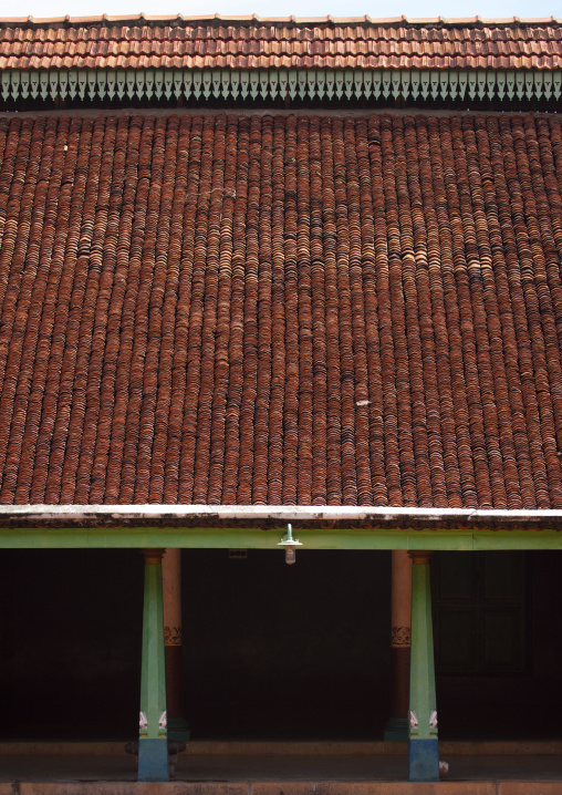 Painted Pillars In The Inner Courtyard In The Chettinad Palace, Kanadukathan Chettinad, India