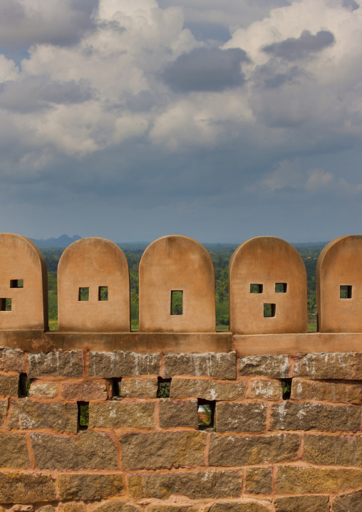 Carved Stone Block On The Wall Of The Tirumayam Fort, Tirumayam, India