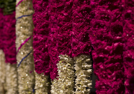 Crowns Of Flowers At Flower Market, Pondicherry, India