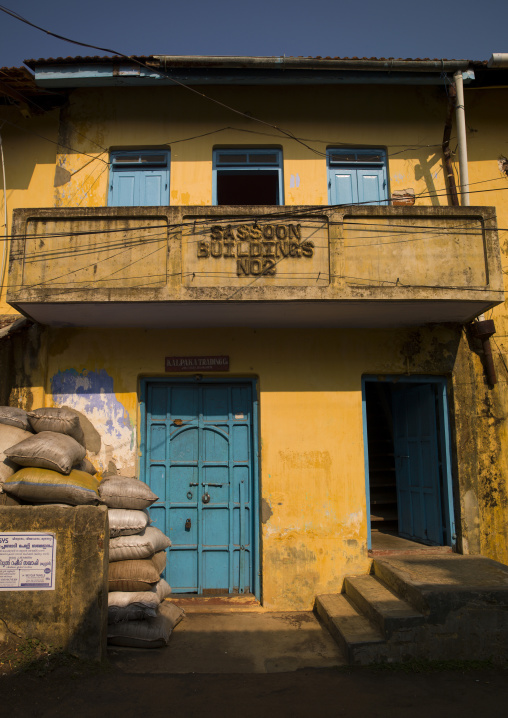 Old And Colorful Sassoon Building In Jew-town, Kochi, India