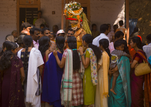 People Asking Questions About The Future During Theyyam Ceremony, Thalassery, India