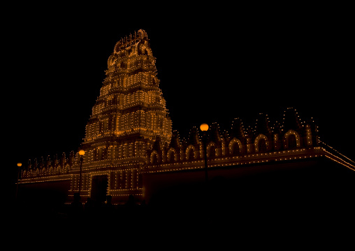 Maharaja's Palace Illuminated At Night, Mysore, India