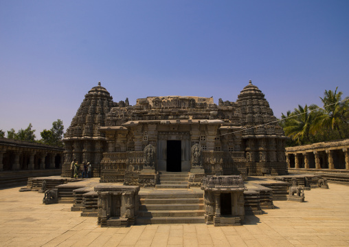 The Main Shrines And Its Intricately Carved Rock At Keshava Temple, Somnathpur, India
