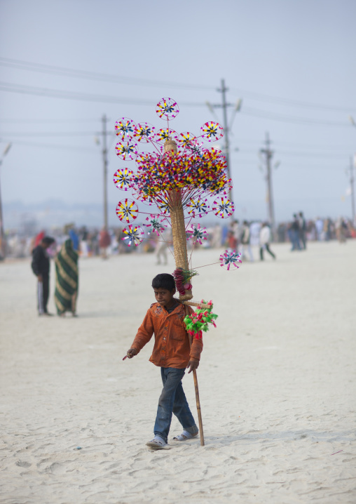 Young Kid Selling Toys, Maha Kumbh Mela, Allahabad, India