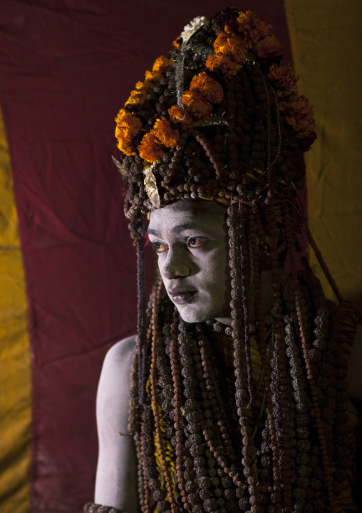 Sadhu With Rudraksha Mala, Maha Kumbh Mela, Allahabad, India