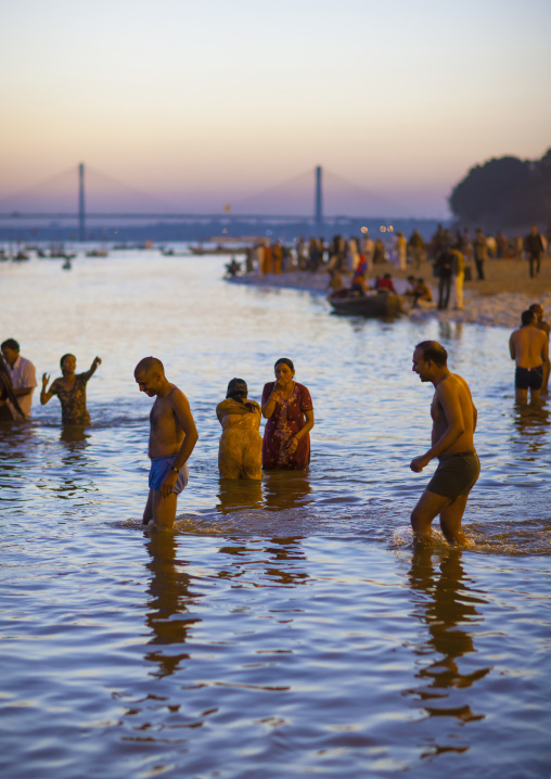 Pilgrims Bathing In Ganges, Maha Kumbh Mela, Allahabad, India