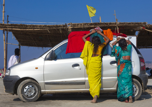 Women Drying Their Saris, Maha Kumbh Mela, Allahabad, India