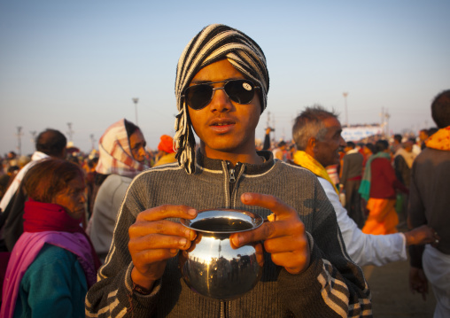 Pilgrim With Ganges Water, Maha Kumbh Mela, Allahabad, India