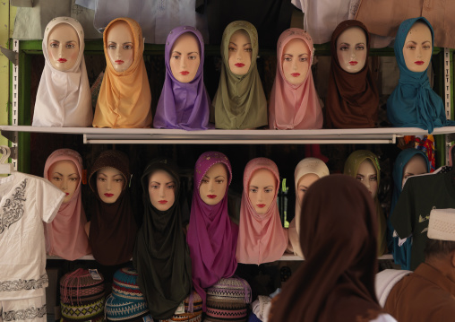Hijabs on amarket, Java island indonesia