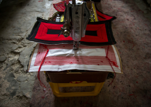 burqa mask made on a sewing machine, Hormozgan, Minab, Iran