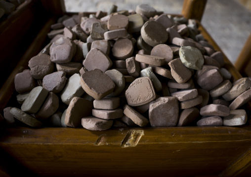 Muhr head-stones made of clay from some holy land used by shia muslims in sheikh lotfollah mosque, Isfahan province, Isfahan, Iran