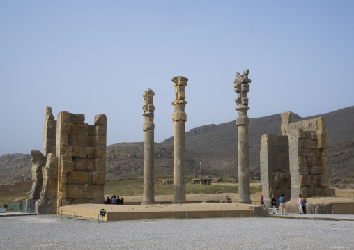 Ruins of apadana palace built by darius the great, Fars province, Persepolis, Iran