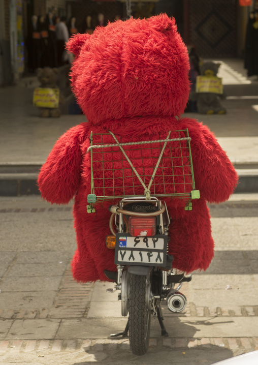 Giant teddy bear on a motorbike, Fars province, Shiraz, Iran