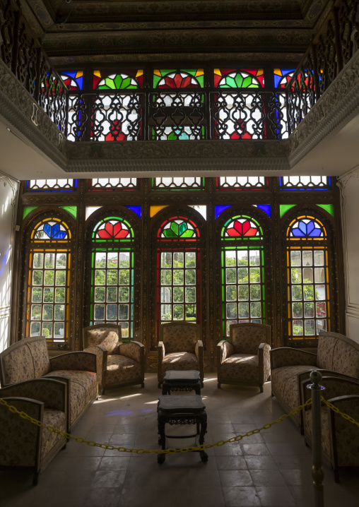 The stained glass windows of narenjestan, Fars province, Shiraz, Iran