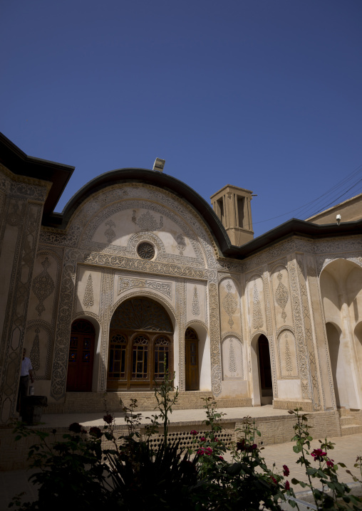 Courtyard of tabatabei historical house, Isfahan province, Kashan, Iran