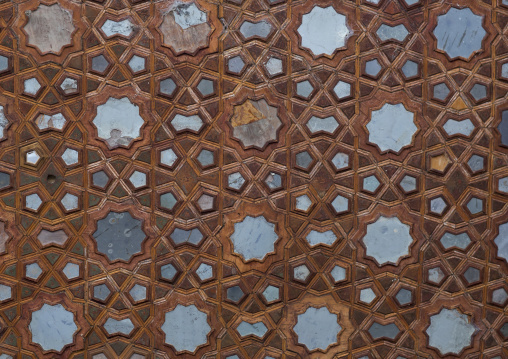 Ceiling with its intricate and elaborate patterns in hasht behesht palace, Isfahan province, Isfahan, Iran