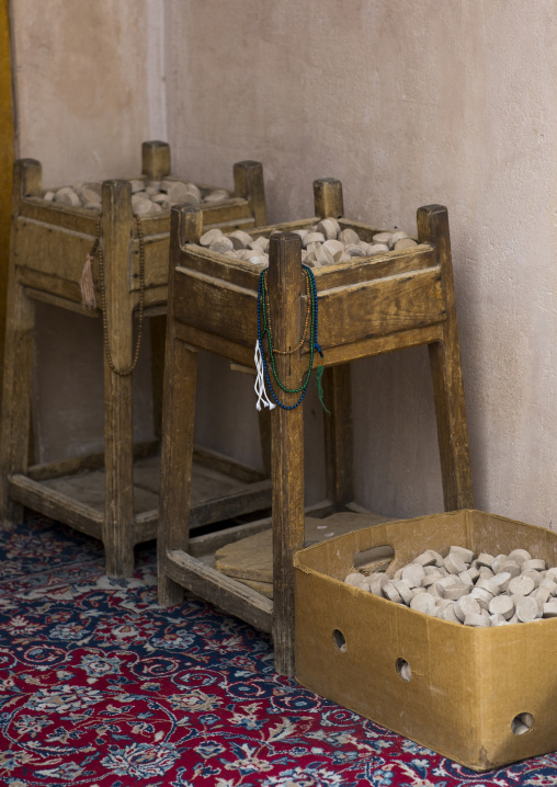 Muhr head-stones made of clay from some holy land used by shia muslims in friday mosque, Isfahan province, Isfahan, Iran