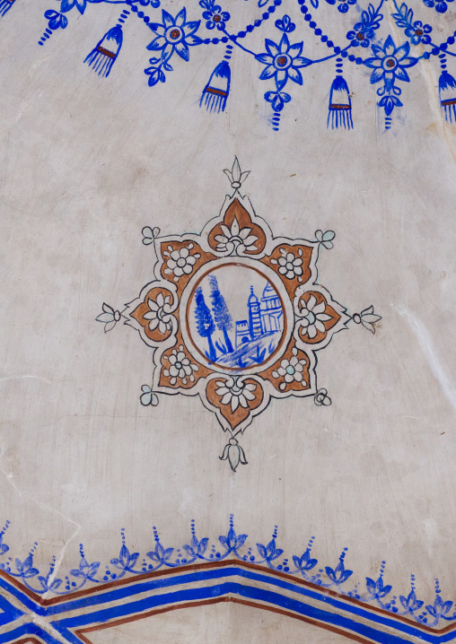 Colorful mural painting in mir emad mosque, Isfahan province, Kashan, Iran