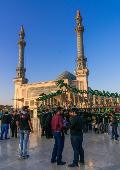 Alam procession during Muharram celebrations in Fatima al-Masumeh shrine, Central County, Qom, Iran