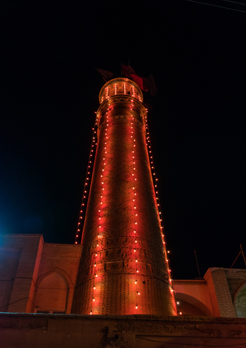 An Hosseinieh decorated for Muharram where shiite men come to worship Imam Hussein, Isfahan Province, Kashan, Iran