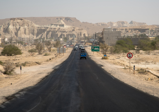 asphalt road in the desert, Qeshm Island, Salakh, Iran