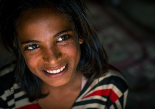 smiling gypsy teenage girl, Central County, Kerman, Iran
