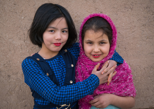 afghan refugee girls with lipstick, Central County, Kerman, Iran