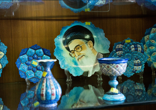 khameini plate for sale in bazaar, Isfahan Province, isfahan, Iran