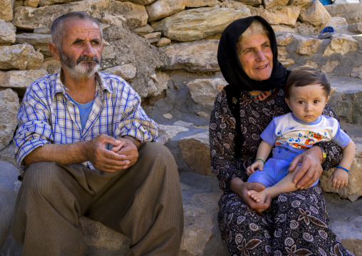 Family In The Old Kurdish Village Of Palangan, Iran