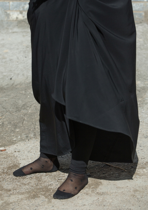 An Iranian Shiite Woman Walks In Stocking Feet During The Chehel Manbar Ceremony A Day Before Ashura, Lorestan Province, Khorramabad, Iran