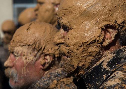 Iranian Shiite Muslim Men Covered In Mud During Ashura Day, Kurdistan Province, Bijar, Iran