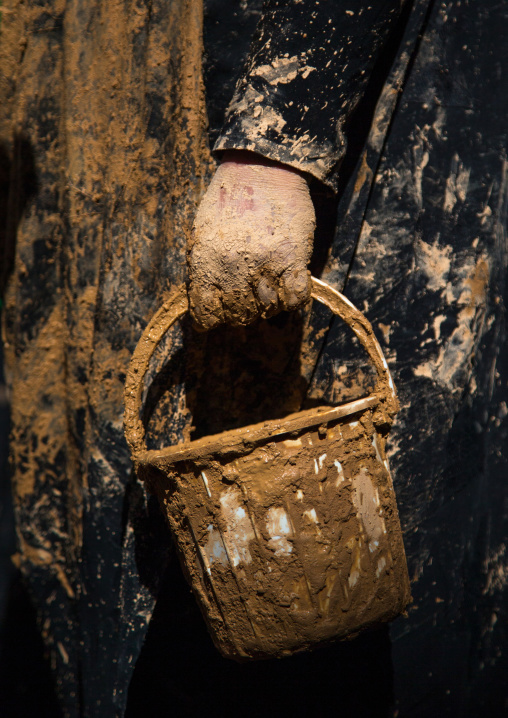 Iranian Shiite Muslim Woman With A Bucket Of Mud During Ashura, The Day Of The Death Of Imam Hussein, Kurdistan Province, Bijar, Iran