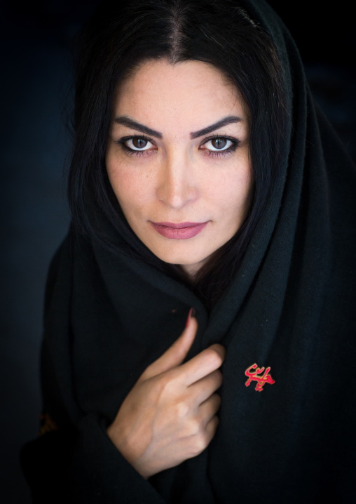 Portrait Of An Iranian Beauty With An Iman Hussein Badge, Yazd Province, Yazd, Iran