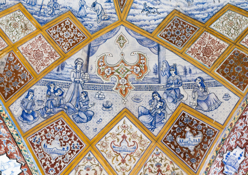 Detail Of A Painted Ceiling In Bagh-e Tarikhi-ye Fin Garden, Isfahan Province, Kashan, Iran