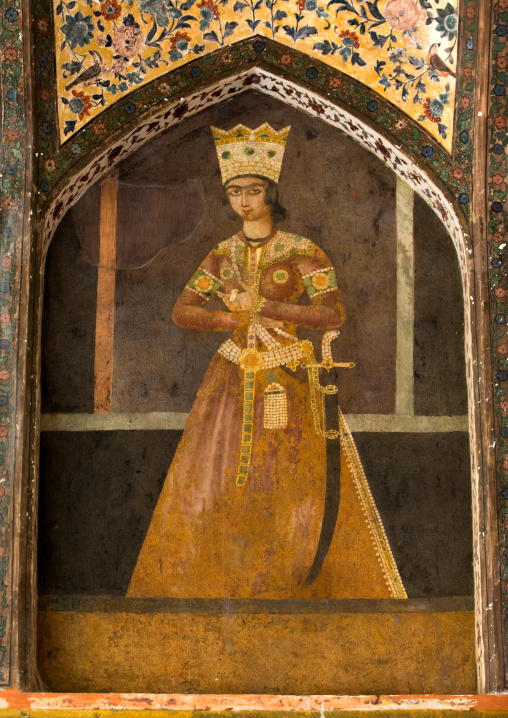 Painted Portrait In Bagh-e Tarikhi-ye Fin Garden, Isfahan Province, Kashan, Iran