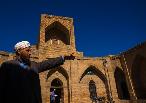 Iranian Shiite Iman In The Courtyard Of An Old Caravanserai Turned Into Madrassah, Golestan Province, Karim Ishan, Iran