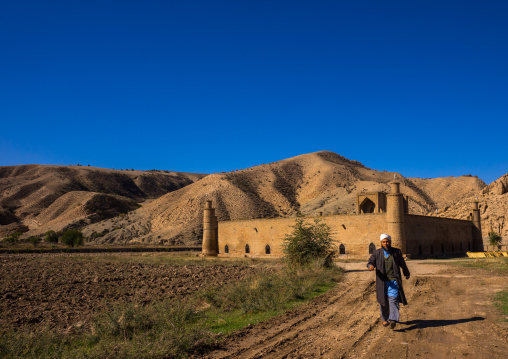 Iranian Shiite Mullah In Front Of An Old Caravanserai Turned Into Madrassah, Golestan Province, Karim Ishan, Iran