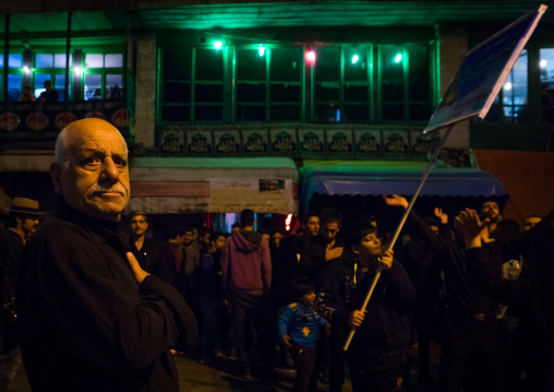 Iranian Shiite Muslim Men Chanting And Self-flagellating During Ashura, The Day Of The Death Of Imam Hussein, Golestan Province, Gorgan, Iran