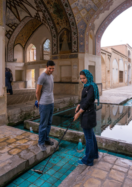 Couple Taking A Selfie In Shotor Galou-e-shah Abbasi In Fin Garden, Isfahan Province, Kashan, Iran