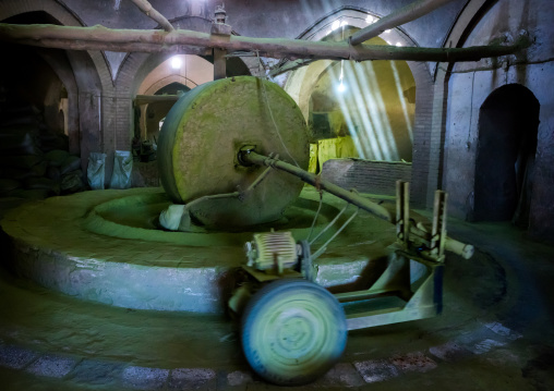 Traditional Henna Mill With A Giant Stone, Yazd Province, Yazd, Iran