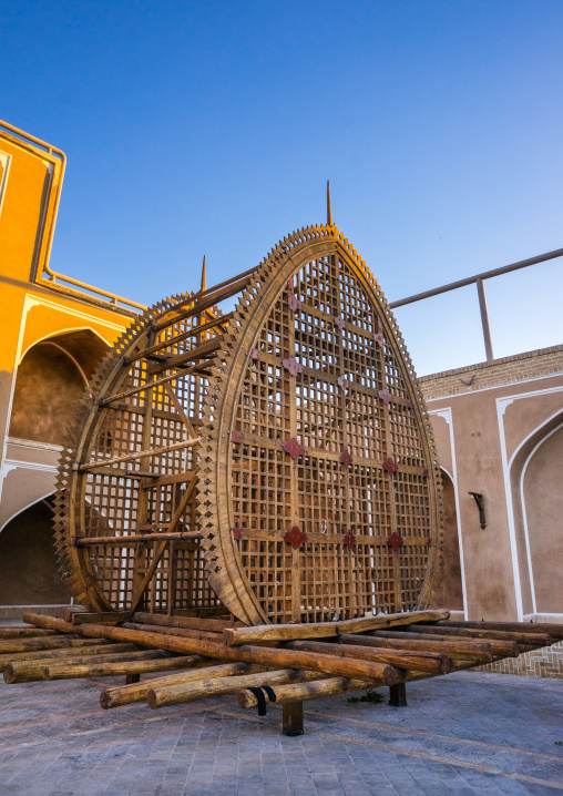 A Wooden Nakhl In Front Of The Three-storey Hosseinieh 
, Yazd Province, Yazd, Iran