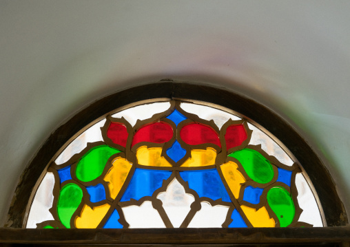 Stained Glass Window In Aghazadeh Mansion, Fars Province, Abarkooh, Iran