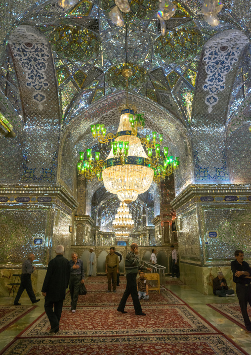 Muslim Shiite People Hall Of The Shah-e-cheragh Mausoleum, Fars Province, Shiraz, Iran