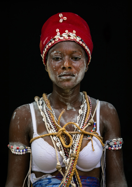 Komians woman after a ceremony in Adjoua Messouma Komians initiation centre, Moyen-Comoé, Aniassue, Ivory Coast